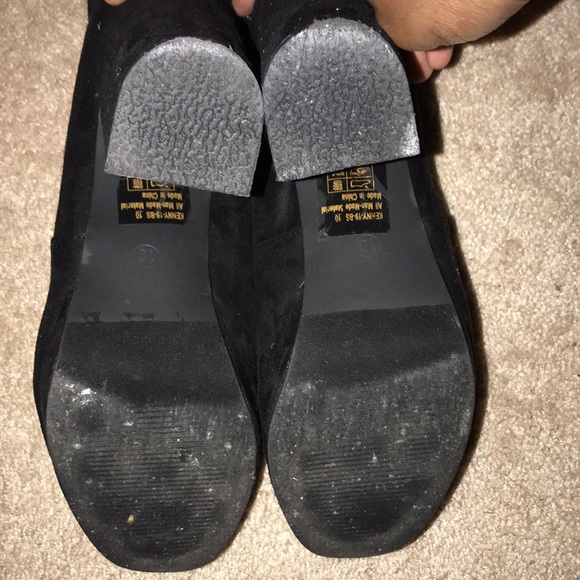 Black Thigh High Chunky Heel Boots - Picture 4 of 4